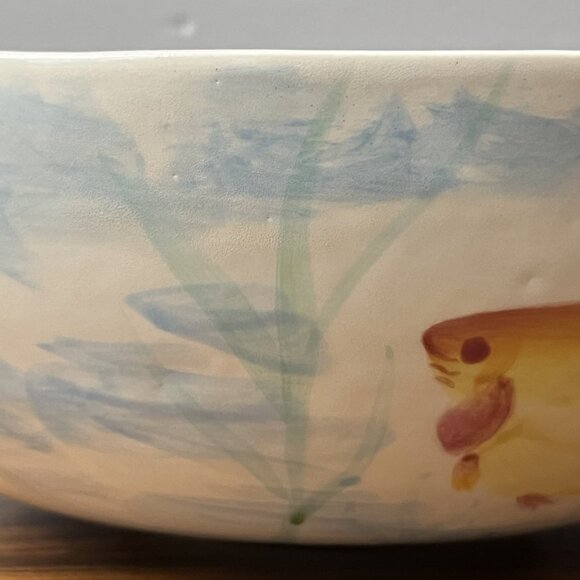 Folk-Art Style Hand-Painted Aquarium Fish Motif Bowl Art Pottery DALLAS 1978 - Picture 6 of 14